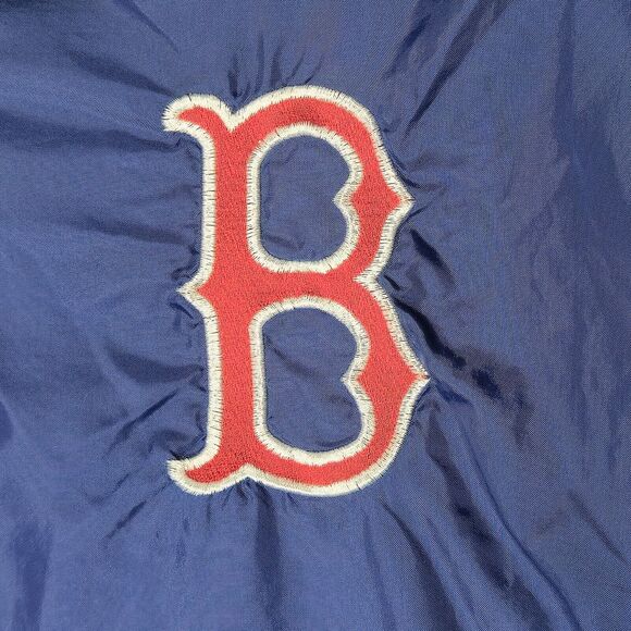 90s Starter Boston Red Sox Pullover XL Diamond Vintage Snap Warmup Jacket Nylon - Picture 4 of 8